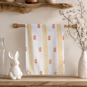 Serviettes de cuisine en coton bio 100% personnalisables, motifs floraux brodés, couleurs variées, prix imbattable - Product Image 2