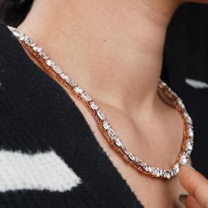 AMBER JEWELS T-458 18K Solid Gold Natural Stone Radiant Cut Tennis <b>Bracelet</b> Claw Setting Unisex Luxury Anniversary IGI Certified - Product Image 2