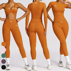 Conjunto Deportivo de 3 Piezas para Mujer, Leggings y Camiseta sin Mangas con Cintura Elástica Transpirable, Spandex/Nylon, para Yoga, Gimnasio y Fitness - Product Image 5