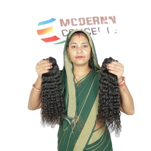 Indian <b>Curly</b> Raw Hair Wholesale 100% Unprocessed Double Drawn Virgin Human Hair <b>Extension</b> Virgin Bundles Human Hair <b>Extensions</b> - Product Image 1