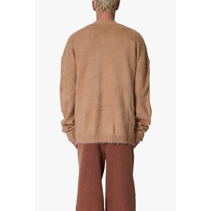 Pull tricoté à rayures blanches pour hommes, manches longues, coupe régulière, vêtements d'automne - Product Image 2