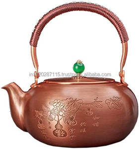 Bouilloire surdimensionnée en cuivre avec couvercle robuste et look rustique parfaite pour les maisons esthétiques chaudes ou les cadeaux - Product Image 2