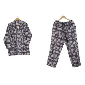 Conjunto de pijama combinado con estampado de bloques informales de algodón 100% para mujer, ropa de dormir Sexy, bodas de invierno, damas de honor de verano - Product Image 1