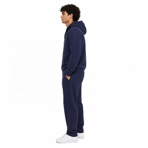 Heavy Fleece Sweatshirt <b>Zip</b> Hoodies Jogger Set for Men Warm Winter Tracksuit with Drawstring Pants OEM Custom Color & Logo BULK - Product Image 2