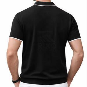 Chemise Homme 100% Coton Toile Respirante Unie avec Logo Personnalisé Manches Courtes Décontractée Business Golf Boutonnée Unie - Product Image 6