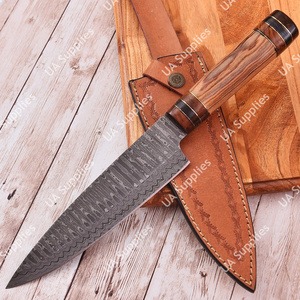 Couteau de Chef Ambidextre Écologique de 7 Pouces en Acier Damas Léger Forgé à la Main de Qualité Industrielle, Fournitures OEM UA - Product Image 5