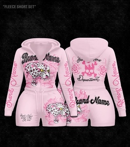 2026 Women's 2-Piece Street Sportswear Set Hooded Full-Sleeve T-Shirt and <b>Knee</b>-Length Shorts Breathable Non-Pilling - Product Image 1