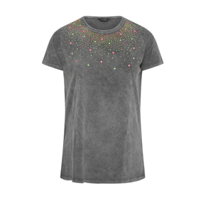 เสื้อยืดคอร์ดูรอยพิมพ์ลายจุดสีเทาสำหรับผู้ชายไซส์ใหญ่ แขนสั้น คอกลม ทรงหลวม ระบายอากาศได้ดี สไตล์ลำลองแนวสตรีทแวร์ - Product Image 1