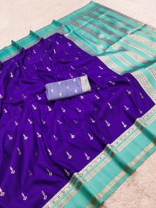 Sari Tradicional Indio de Seda Banarasi con Trabajo de Tejido Zari para Bodas y Eventos Festivos, Atuendo para Mujer - Product Image 5