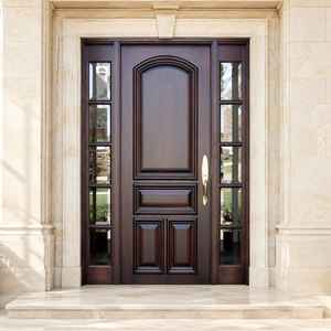Puerta de Entrada Moderna de Madera Sólida con Paneles Laterales de Vidrio, Superficie Acabada, Estilo Abatible, para Uso Exterior GA-45S - Product Image 2