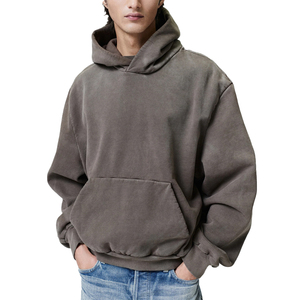 men's custom Heavyweight Half <b>Raglan</b> Hoodie Men Vintage Washed Cotton Fleece Streetwear OEM Casual private label men's <b>top</b> - Product Image 1