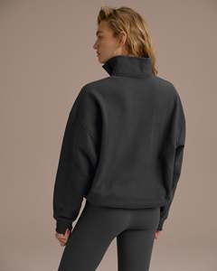 Sudadera de algodón polar con media cremallera y estampado de leopardo para mujer, de secado rápido, con hombros caídos, estilo oversize, para otoño. - Product Image 4
