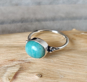 Anillo de Amazonita Natural en Plata de Ley 925, Joyería Artesanal con Piedras Preciosas, Regalo para Mujer, Aniversario de Bodas, Cumpleaños - Product Image 2