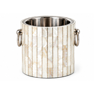 Handcrafted Mother of Pearl <b>Ice</b> Buckets with Gold Metal Lid and Pineapple Knob Double Walled Stainless Steel Wine and Champagne - Product Image 3