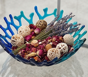 Bol en verre fait main, motif corail bleu, centre de table décoratif moderne pour la maison, cadeau, présentation, accent élégant pour table - Product Image 5