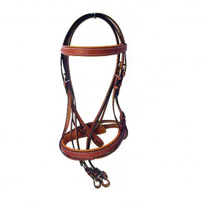 Brida de cuero inglés de alta calidad con banda de nariz y frente de cuero charolado. Brida de cuero para caballo de excelente calidad con banda frontal. - Product Image 3