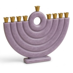 <b>Pink</b> Quartz Menorah 9-<b>Candle</b> Holder Modern Jewish Hanukkah Decorative <b>Candle</b> Stand Religious Home Accent - Product Image 2