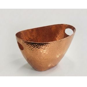 Premium Hammered Metal Oval Ice Bucket Party Cooler Bowl with Handles Beverage Chiller Tub for <b>Wine</b> Beer Serving - Product Image 5