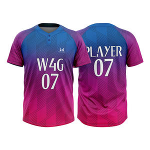 เสื้อเบสบอลซอฟต์บอลแบบสั่งทำคุณภาพสูง 2 กระดุม พิมพ์ลายโลโก้ด้านหน้าด้วยความร้อน ผ้าโพลีเอสเตอร์ระบายอากาศได้ 100% - Product Image 4