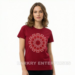 Camiseta Personalizada para Mujer, Algodón Coral, Diseño Abstracto de Rosa con Tinta de Alcohol, Tops para Dama, Fabricante de Ropa de Lujo - Product Image 5