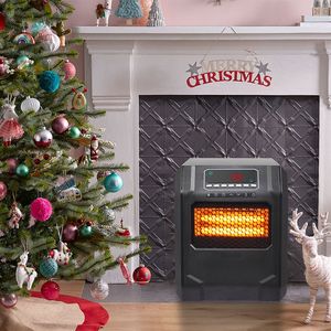 Riscaldatore domestico HT1188N da 1500W con 4 tubi al quarzo neri in stile digitale, include ventola in metallo - Nero - Product Image 2