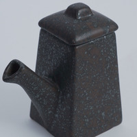 Olla de Cerámica para Salsa de Soya de 200 ml con Esmalte Reactivo, Diseño Minimalista, Tapa de Madera, para Restaurante, Hotel, Vajilla