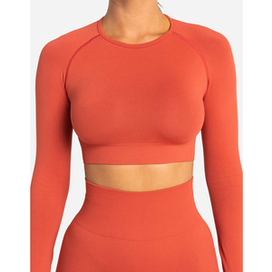Women's 3 Piece Yoga Set Print Long Sleeve Crew Neck Crop Top High Waist Full Length <b>Leggings</b> <b>Pockets</b> Seamless Spandex/Nylon - Product Image 3