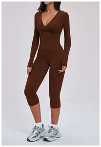 Conjunto Deportivo de Yoga de 3 Piezas, Transpirable, Ecológico, de Alta Calidad, Manga Larga, Pantalones Holgados Casuales, Mono para Gimnasio, Fitness y Ciclismo - Product Image 5