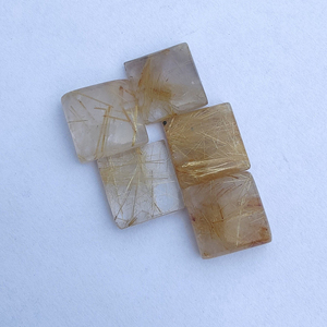 Gema Cabujón Cuadrada de Rutilo Dorado, Piedra Suelta Calibrada Natural para Joyería al por Mayor - Product Image 4