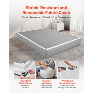 Cadre de lit en métal robuste taille Queen avec sommier à ressorts et tissu lavable 9.1 - Product Image 4