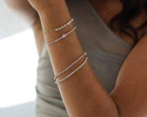 10 Gram VVS VS Clarity Classic Lab Grown Diamond DEF Oval Cut <b>5</b> Carat Total Gold Plated Luxury Silver Bracelet <b>Gift</b> Supplier - Product Image 3