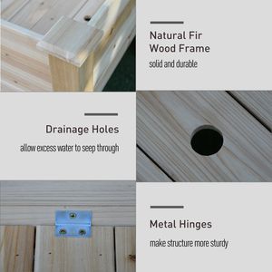 Jardinière surélevée en bois à deux niveaux grande capacité 45x45 avec pieds, pour légumes, fleurs et herbes - Product Image 6