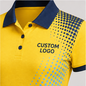 เสื้อโปโลผู้หญิงสีเหลืองกรมท่าลายจุดแบบฮาล์ฟโทน แห้งเร็ว ระบายอากาศได้ดี แขนสั้น สำหรับเล่นกอล์ฟ รุ่น WPS-0886 - Product Image 6