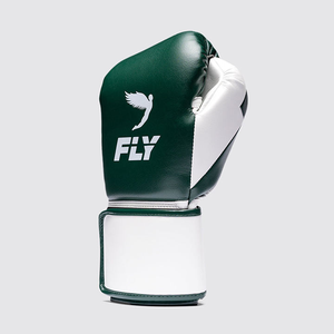 Fly Boxing Gloves Green White Leather <b>Strap</b> Closure Breathable Adult Training Gear Custom Made Sparring Top Quality Boxing Glove - Product Image 2