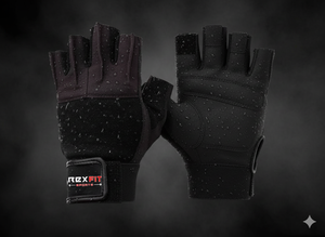 Gants de sport demi-doigts RHINO FITNESS noirs avec sangle de poignet réglable et fermeture auto-agrippante pour la musculation, unisexe, respirants et antidérapants - Product Image 3