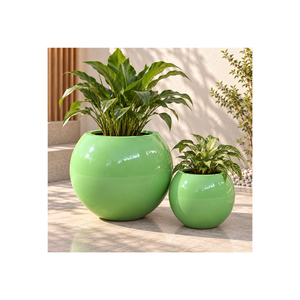 Jardinière élégante en fibre de verre avec finition résistante aux UV, grand pot rond décoratif pour extérieur, conteneur de jardin en gros pour la maison - Product Image 1