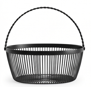 Modern Oval Metal <b>Wire</b> <b>Storage</b> <b>Basket</b> With Handle For Neatening Multi-Purpose Organization Stylish Home Accent - Product Image 5