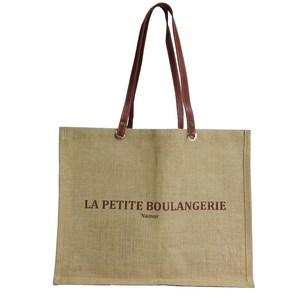 Custom Printed Fashion Jute Clutch Gift <b>Bag</b> Rope Handle PVC Lining Natural Burlap Letter Pattern <b>Medium</b> <b>Size</b> Open Closure - Product Image 6