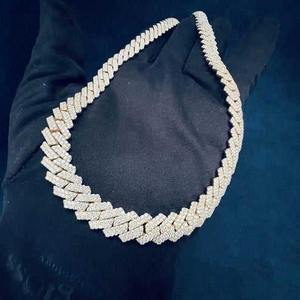 Collar de Plata de Ley 925 con Eslabones Cubanos y Moissanita, Certificado GRA, Joyería de Moda Hip Hop, Accesorio de Cadena Personalizado - Product Image 4