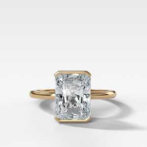 Wholesale F VS Radiant Lab Grown Diamond Half Bezel <b>Ring</b> 14K Real Gold 3 Carat IGI Certified Solitaire Band Factory Supplier - Product Image 1