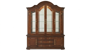 Armoire de salon traditionnelle en bois massif avec portes vitrées style Shaker, 3 tiroirs, sans étagères, style antique, meubles de maison - Product Image 2