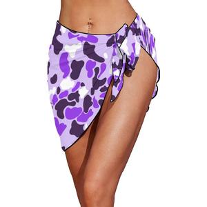 Custom Halter Neck Pink White <b>Camo</b> Print Women's Swim Brief 2-Piece Set Reversible Quick Dry Spandex/Polyester for Summer Beach - Product Image 2