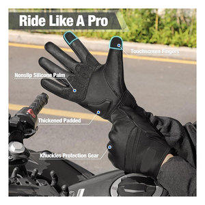 Gants de moto d'hiver coupe-vent unisexes, durables, antidérapants, compatibles avec les écrans tactiles, en cuir, pour la conduite par temps froid - Product Image 2