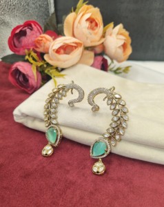 Pendientes de Oreja con Diseño Étnico de Hojas Hechos a Mano, Joyería de Imitación Artificial de Diseñador para Fiestas, Fabricante Mayorista - Product Image 1