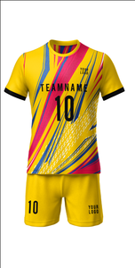 Ensemble de maillots de football personnalisés pour hommes, qualité supérieure, 100 % polyester, sublimation, coupe classique, col rond, design géométrique uni, manches courtes - Product Image 3