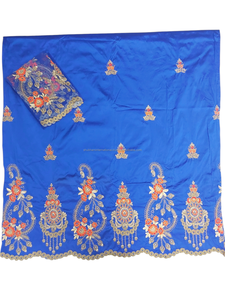 Splendor Cultural Nigeriano: Tela de Seda Tafetán George con Bordado Floral, Tejido Transpirable y Antiestático - Product Image 5