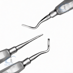 Juego de 9 Instrumentos Quirúrgicos Dentales Manuales con Pinzas de Extracción, Elevadores, Espejo, Pinzas y Empuñadura Moleteada Plateada Clase I - Product Image 6