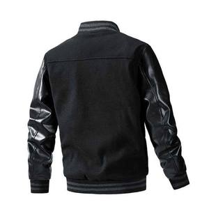 Chaqueta Varsity de Lona de Color Sólido con Cuello Alto, Diseño Personalizado OEM para Hombre Talla Grande - Product Image 4