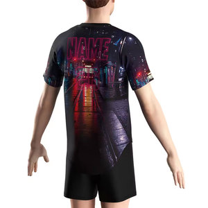 Camiseta de Béisbol con Cuello en V para Hombre, Diseño Urbano Neón con Estampado Completo, Secado Rápido, Poliéster, Manga Corta, Ropa Deportiva para Adultos - Product Image 5