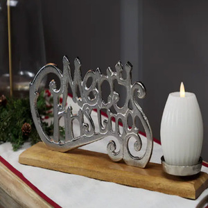 Merry Christmas Metal Sign <b>Tealight</b> Candle <b>Holder</b> Merry Christmas Metal Candle Stand With <b>Tealight</b> <b>Holder</b> For Home Decoration - Product Image 2